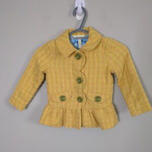 Matilda Jane Yellow Pink White Ruffle Going‎ Easy Jacket Size 4 Woodland Lining